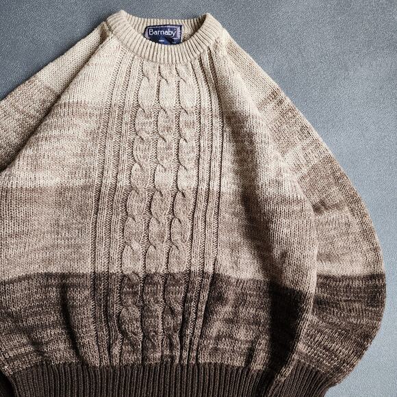 Vintage Barnaby Brown Acrylic Knit Grandpa Sweater Large - Picture 3 of 6